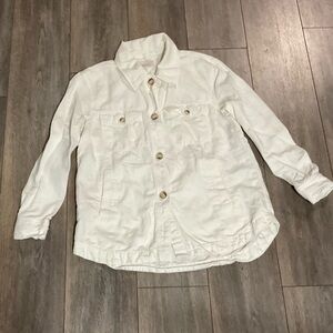 LOFT Cream Shirt Jacket with Button Details, Size Medium